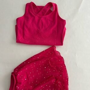 NWT! Vibrant Pink Dance Leotard Set with Rhinestone Skirt